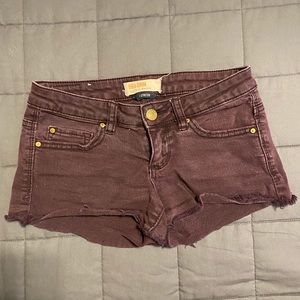 Faded Maroon Denim Shorts from Garage